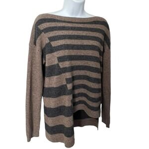 Knyt Lynk 100% Cashmere Pullover Boatneck Sweater Asymmetrical Hem Small